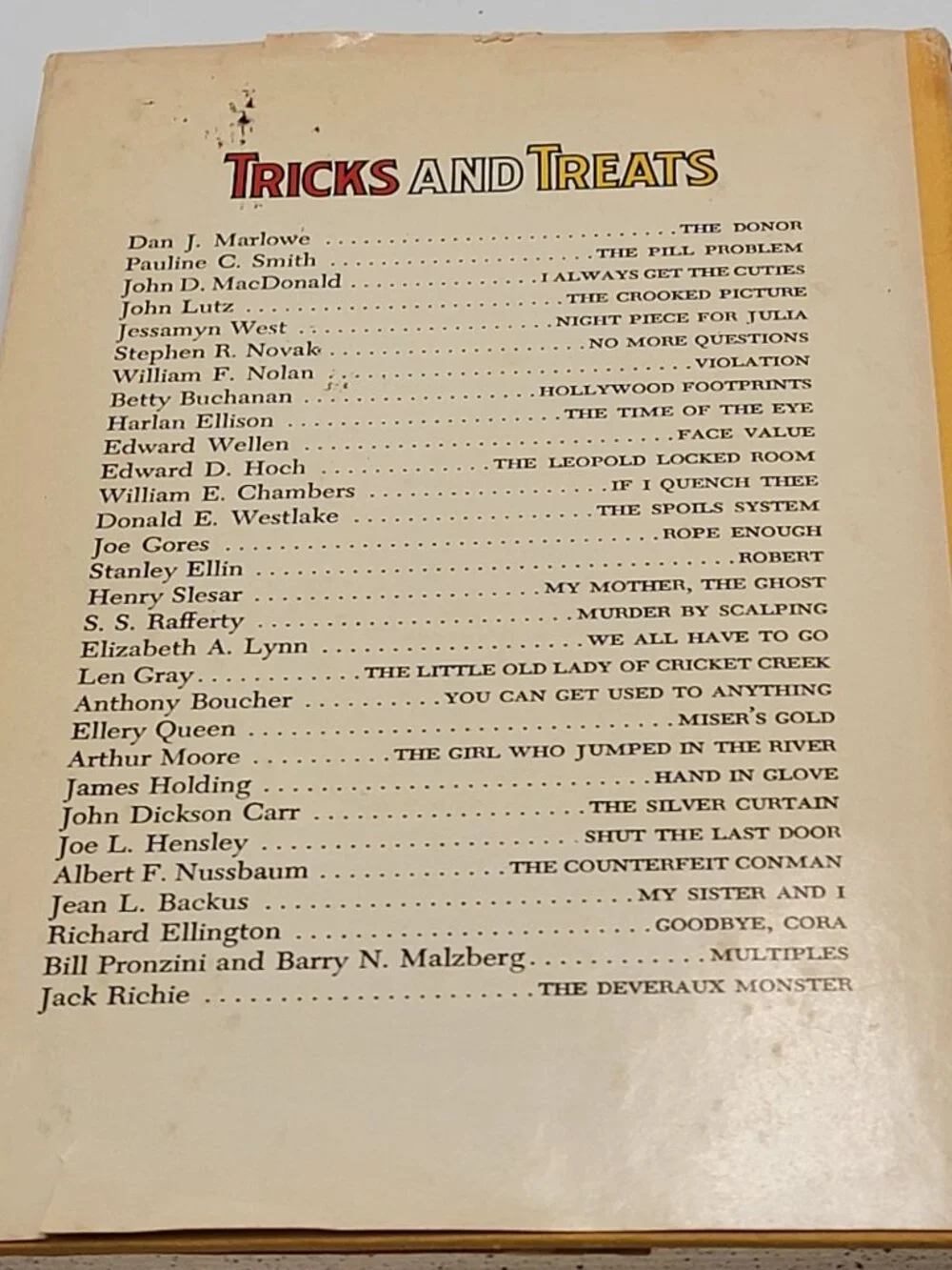 Tricks And Treats Hardcover Mystery Anthology By Joe Gores & Bill Pronzini 1976